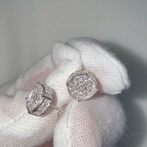Moissanite Sparkling Silver Stud Earrings